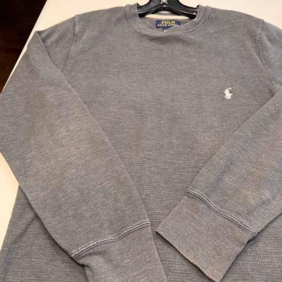 Polo Ralph Lauren Men's Grey Waffle Knit Thermal Crew-Neck Long Sleeve Shirt S - Picture 10 of 11